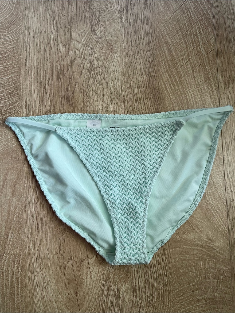 NWT Aerie Mint Green Textured Crochet Chevron Bikini Bottom Size M Style 4003326